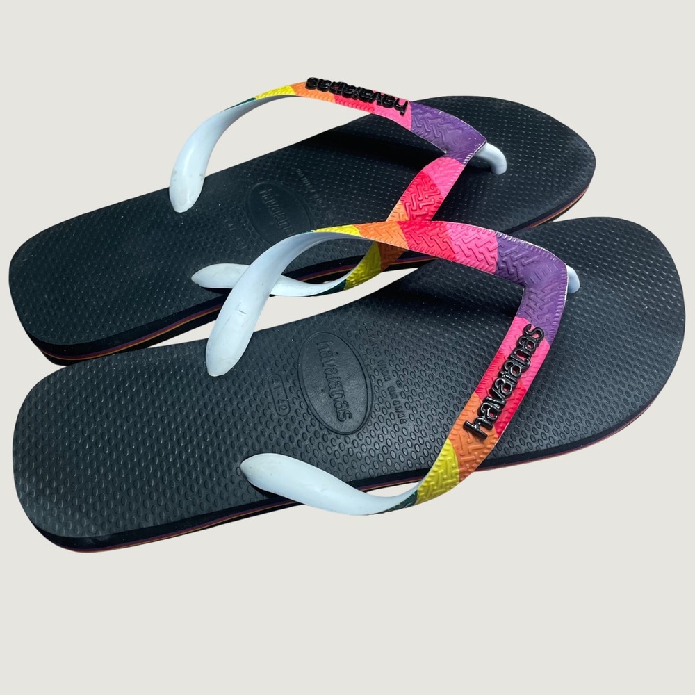 Havaianas Rainbow Strap Stripe Top Pride Thong Flip Flop LGBTQ W:10.5-12 M:8-10